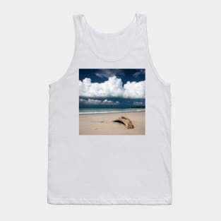 Beach driftwood and dark blue sky Tank Top